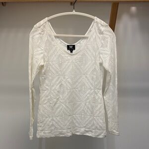 W by Worth White Long Sleeve Lace Top